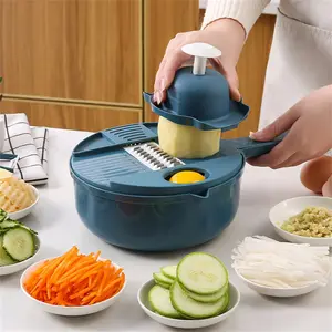 Vegetable Cutter Multifunctional Potato Shredder Household Scraping Radish Grater Slicer with Container Kitchen Gadgets Stainless Steel