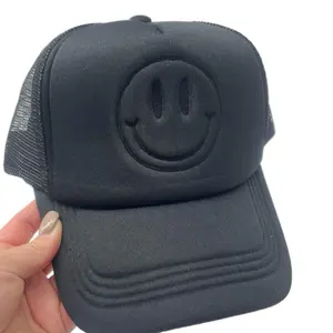 Smiley Face Foam Front Trucker Hat - Embroidered design