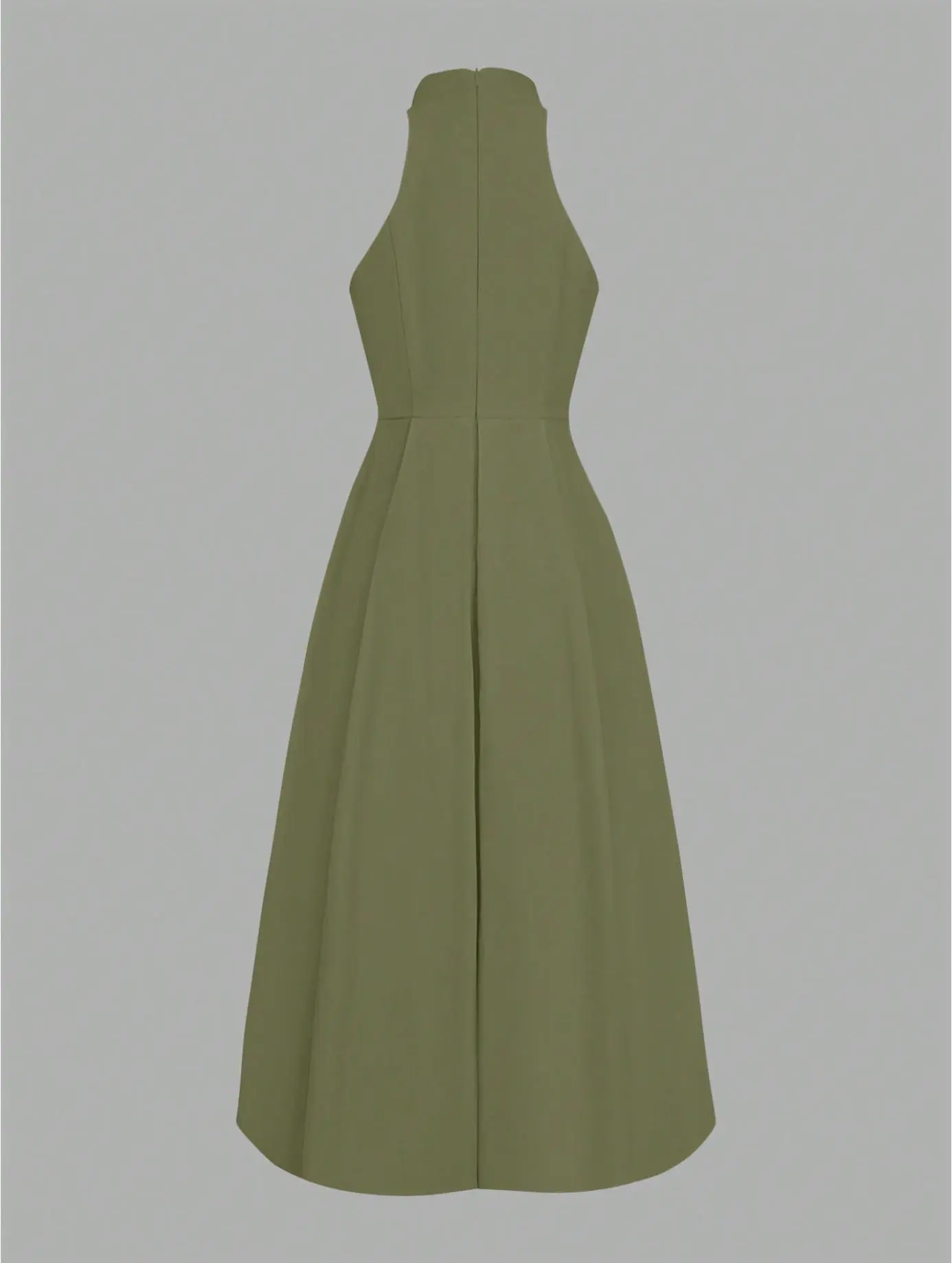 Women High Neck Halter Black Satin Midi Dress With Belt Pockets Elegant Formal Evening Cocktail Night Out Dinner Party Dress