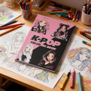 A4 Size 22 Pages K-Pop Coloring Book, Perfect Gift for Holidays and Parties, Unique Cover, Ideal for Adults and K-Pop Lovers