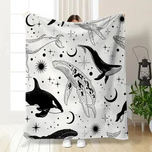 Whale Pattern Blanket, Soft And Comfortable Thin blanket, Air-conditioned Room Blanket, Warm Nap Blanket for Home Bedroom Living Room, Gift for Friend
