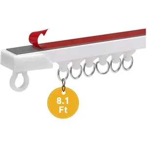 8.1Ft Self Adhesive Curtain Track, Curtain Track Ceiling or Wall Mount No Drill, Smooth Cuttable & Unbendable Ceiling Track for RV Bathroom Shower Closet Room Divider