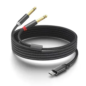 USB C to Dual 6.35mm 1/4 inch Stereo Splitter Y , USB Type C to Dual 6.35mm 1/4 inch TS Audio Cord for  15 Series,Smartphone,Tablet,Laptop, Amplifier, Speaker(3.3 ft/1m)