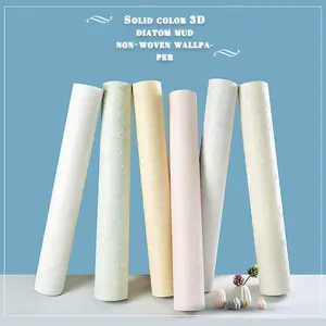 Modern Minimalist Light Wallpaper, 3D Chrysotile Mud Material, Pure Color Design, Non-Adhesive, Non-Woven Fabric, Easy Installation