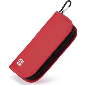 ALLCAMP Insulin Travel Case  Compact Medical Organizer with Elastic Bands, Rugged Insulated Insulin Pen Case, Mesh Pocket  Carabiner for Diabetic Supplies and Medications (Red)