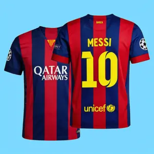 14 15 Home Short #10 Messi Retro Soccer Jersey Fan Edition Red and Blue