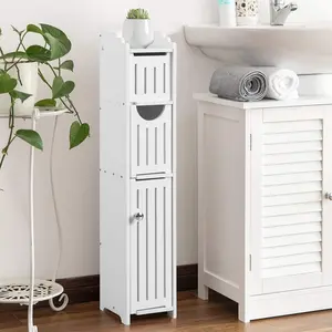 Small Bathroom Storage Cabinet, Modern 3-Tier Design, Waterproof Material, Ideal for Toilet Paper and Washroom Supplies, Bedroom and Bathroom Use