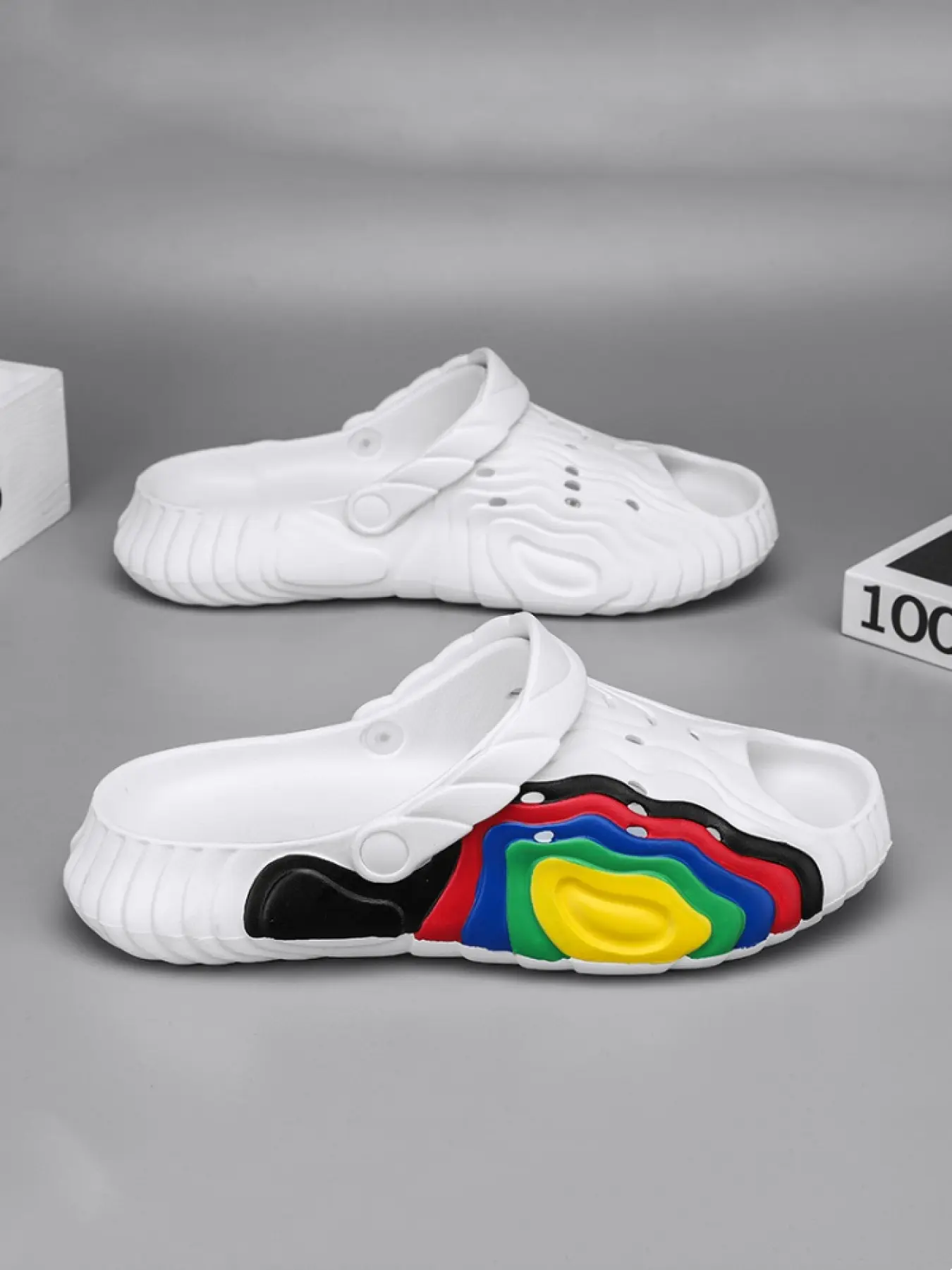 1 Pair of Couples' Rainbow Trendy Clogs | Street Casual Style | soft  Thick Sole + 2-in-1 Wear + Anti-Slip Sole | Daily Outings/Home Wear, Must-Have Versatile Sandals for Trendsetters