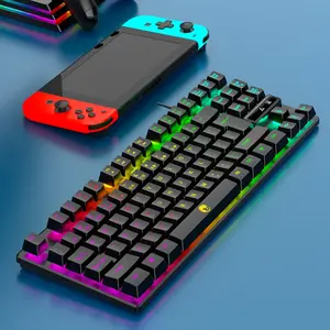 Mechanical Feel Wired Keyboard, Gaming Illuminated Desktop Computer Peripherals, Notebook Office Mechanical Glowing Game Keyboard, Mechanical Backlit Keyboard, Lighted Mechanical Keyboard