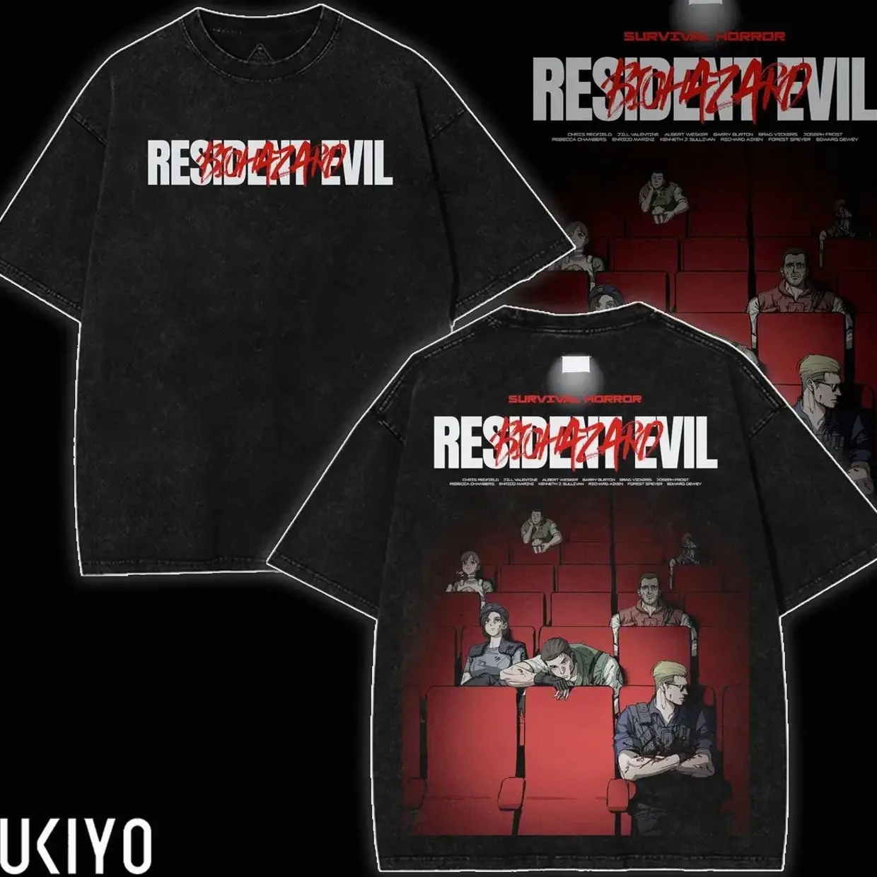 Resident Evil Biohazard Washed T-Shirt S.T.A.R.S Chris Redfield Jill Valentine Albert Wesker Graphic Tee Vintage Heavyweight Cotton Oversized Gaming Merch 1VB