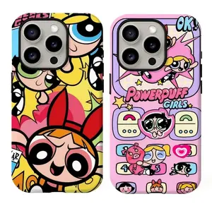 Powerpuff Inspired Phone Case – Cute Kawaii Anime Y2K Aesthetic Tough Protective Cover for iPhone 11–17 Pro Max, Shockproof Viral Trendy Case, Perfect Birthday Gift for Her, Cute Bestie Gift, Must-Have Cartoon Lover Gift