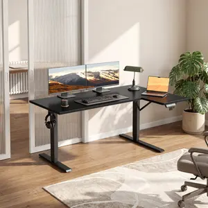 Electric L Shaped Standing Desk, Reversible Corner Stand Up Desk with Height Adjustable Lifting Computer Table for Home Office Workstation