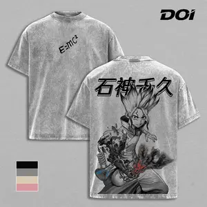 Senku Ishigami Science Power Graphic Tee, Vintage Washed Dr Stone Anime Shirt, E=mc² Genius Design with Chemistry Explosion Artwork, Heavyweight Cotton Unisex Streetwear, Gift for Dr Stone Fans and Science Anime Lovers