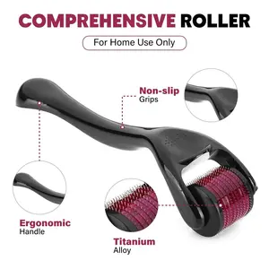 Micro-Needling 540 Titanium Derma Roller for Skin & Hair Regrowth Treatment with Non-Slip Grips & Ergonomic Handle for Home Use