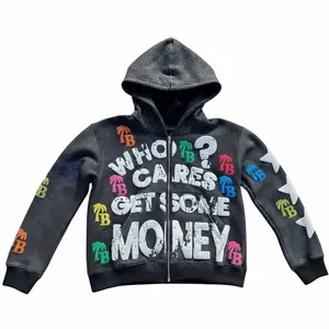 Y2K Cross-border Trend American Letter Pattern Loose Casual Comfortable Hooded Zipper Retro Jacket Top Long Sleeve
