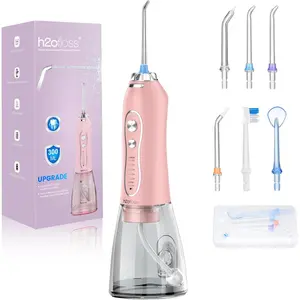 Water Dental Flosser Teeth Cleaner Pick, Cordless Portable Oral Irrigator,5 Mode IPX7 Waterproof Teeth Picks 300ML Rechargeable WaterFlosser for Home Travel (Pink)