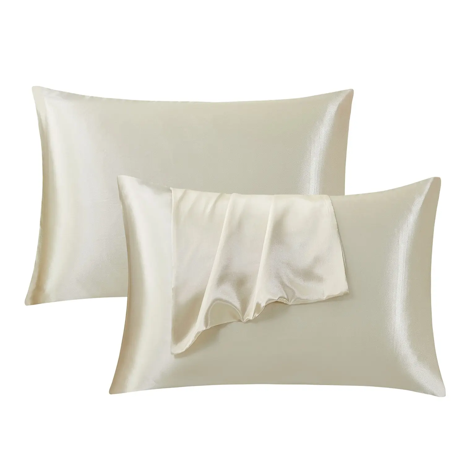 Luxury Satin Pillow Cases, Silky Smooth Envelope Pillow Shams, Anti-Friction Design, Soft Breathable Fabric, Anti-Frizz & Anti-Wrinkle, Champagne Tone, Silky Soft Bedding, Perfect for Beauty Sleep & All Skin Types