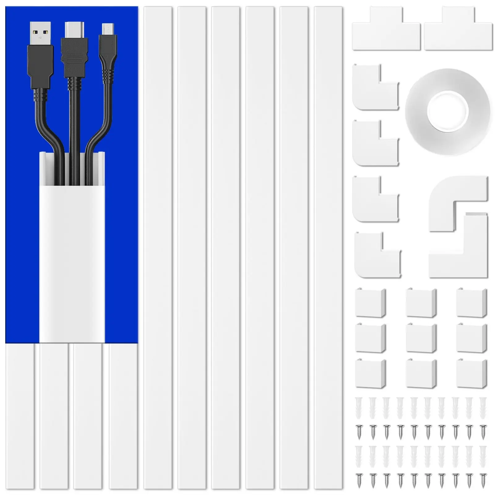 157in Wire Covers for Cords on Wall, Premium Cable Hider Cord Covers for Wires, Cable Management Wire Hiders for TV, Cable Raceway Kit