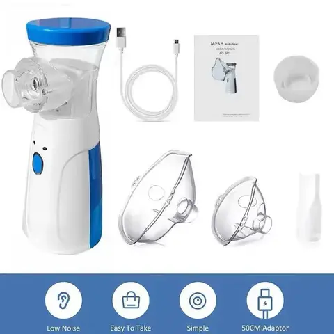 Handheld Micro-Mesh Atomizer - USB Portable Handheld Atomizer for Adults, Ultra-Fine 3μm Mist, <30dB Quiet Asthma Relief for Home & Travel(White, 4.5")