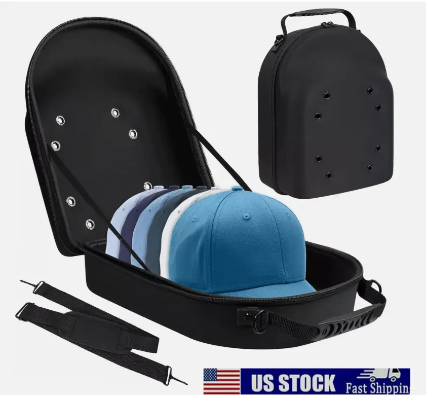 Hard Hat Case for Baseball Caps Hat Carrier Storage Shoulder Bag Organizer Black