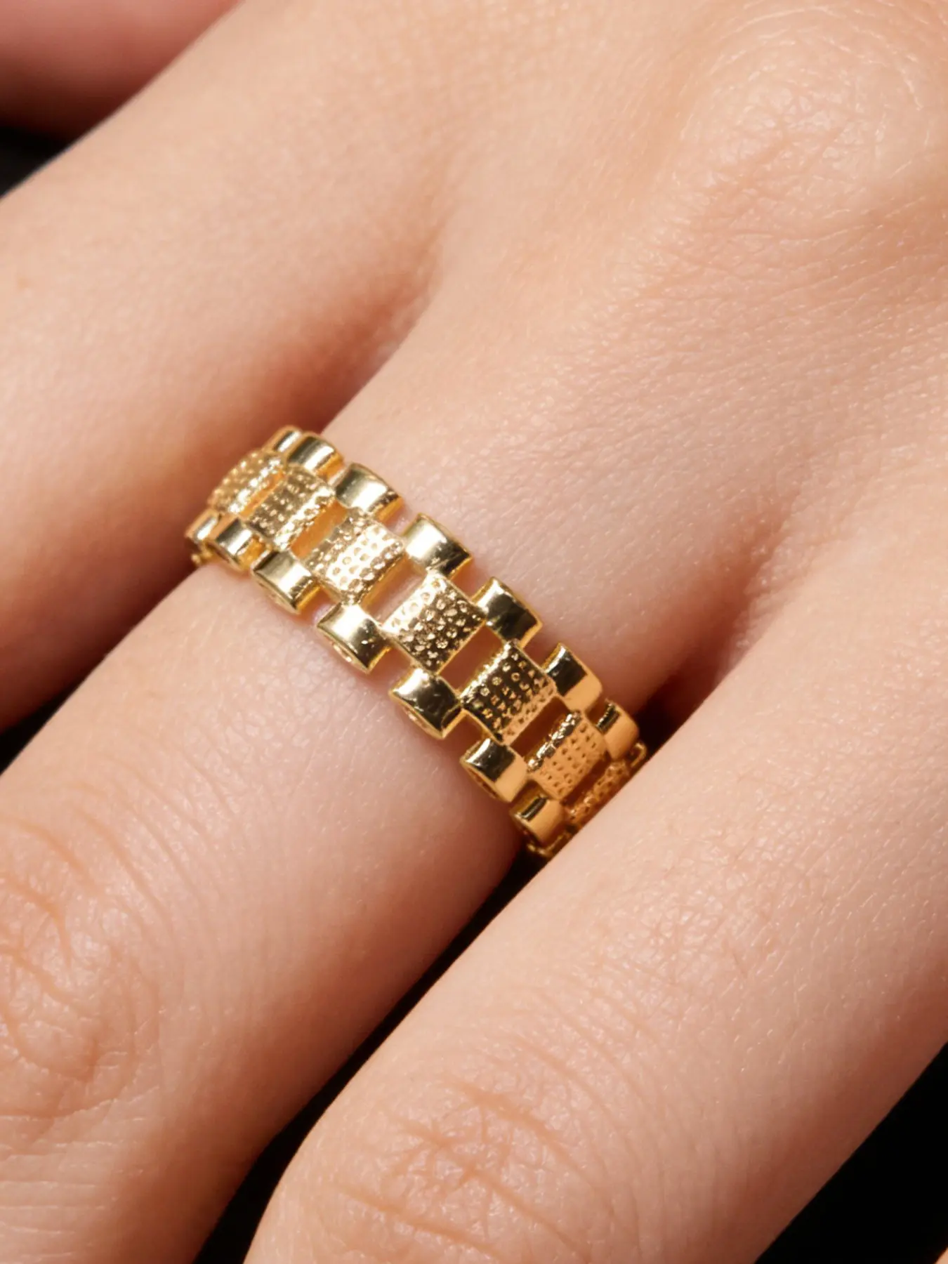 Geometric Chain Design Hollow Out Unisex Ring, Statement Multi Ring, Stackable Rings, Fashion Stackable Rings, Elegant Daily Jewelry for Men and Women, Perfect Gift for Valentine's Day, Stackable Finger Rings, Stacking Ring