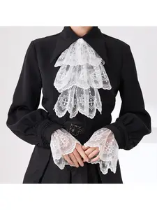 Cross necklace lace bib set bow tie wrist cuffs Lolita Gothic scarf court shirt vintage fake collar and cuffs set