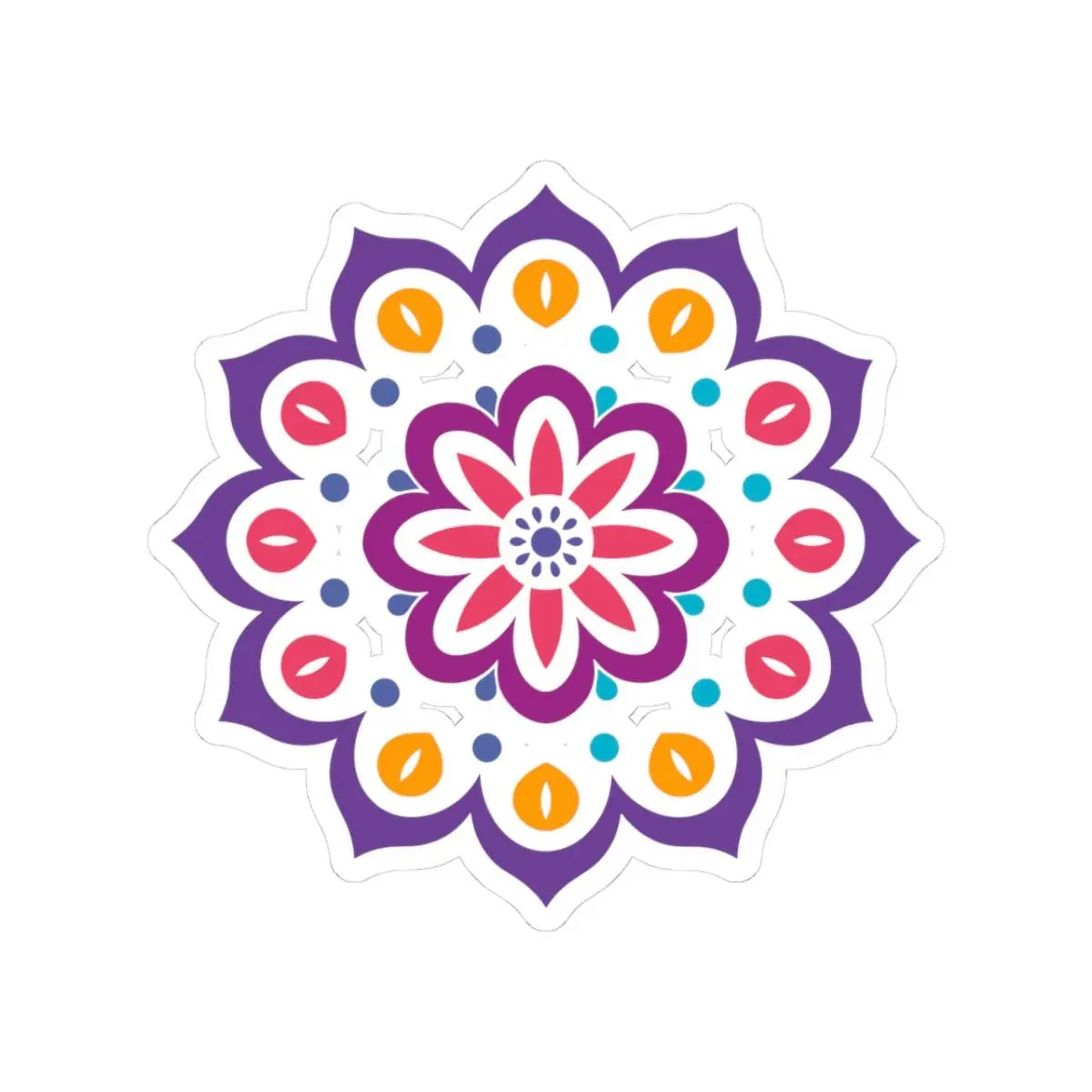Floral Mandala Sticker: Vibrant Boho Vinyl Decal for Laptop, Journal