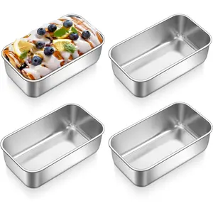 Mini Loaf Pans Set, 4 count Small Bread Loaf Pan for Baking, 6.3 x 3.5 Inch Stainless Steel Baking Pans for Homemade Bread, Meatloaf, Cake and Brownies,  & Non , Dishwasher Safe