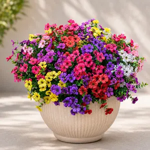6-Color Artificial Violet Eucalyptus Flower Bouquet, 12/24pcs Set, UV Resistant Colorful Fake Flower, Decorative Bouquet for Home Garden Party Wedding Decor