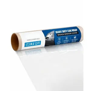 Crash Wrap for  Windows - 12ft XL Temporary Broken Glass Cover Film, 17.5" Wide  Automotive Plastic Wrap - Highway Safe   Window Repair , No