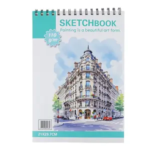 A4 Sketchbook, Thick Paper 110g, Spiral Bound No Flipping Pages, Hand Drawing Illustration Practice Book, Student Art Supplies