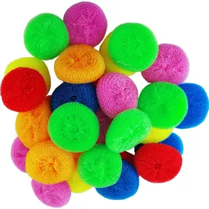 30 PCS Plastic Dish Scrubbers for Dishes Plastic Pot Round Scrubber Scouring Pad Nylon Dish Scrubber, Poly Mesh Scouring Dish Pads Non Scratch Scrubbers