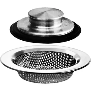 2PCS - Kitchen Sink Drain Strainer and Anti-Clogging Stopper Drainer Set for Standard 3-1/2 Inch