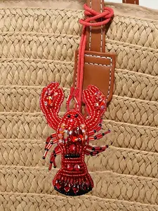 Interesting lobster embroidery bag pendant, niche three-dimensional lobster modeling exquisite and versatile, cute daily bag matching, personality lazy suitable for holiday travel and dating, Bag Charms, Purse Accessories