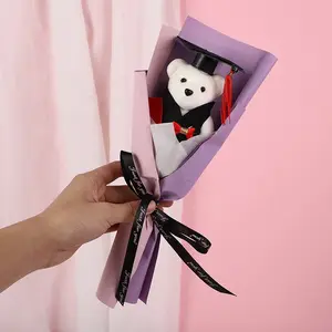 Doctor Bear Bouquet Teacher Appreciation Gift, Graduation Season Present, Cartoon Teddy Bear Plush Toy, Cute Flower Arrangement