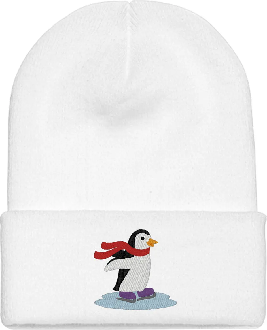 Penguin Ice Skating Knit Beanie