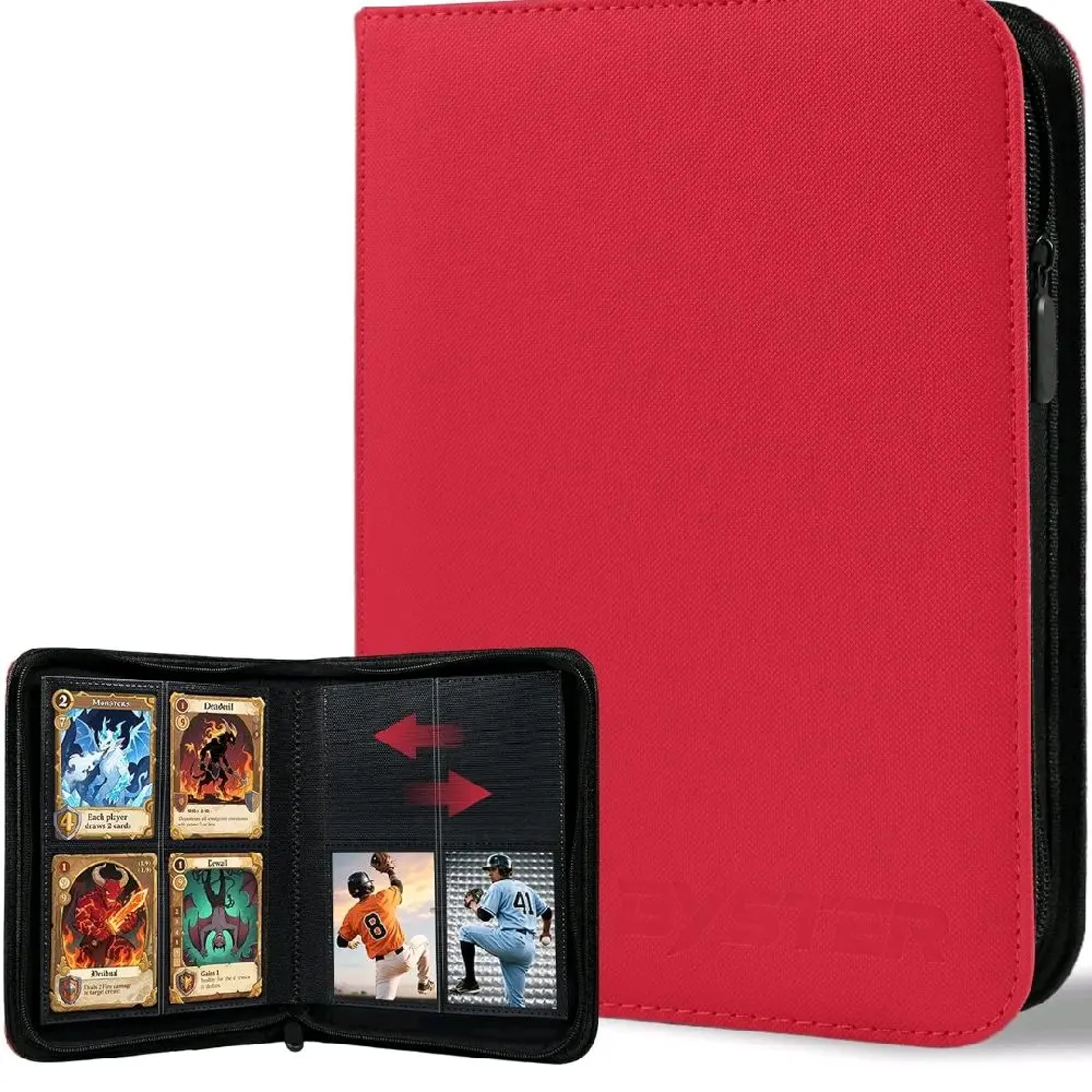 Trading Card Binder - Zip-Up Album with Texture Finish, 4x4 Collectible Organizer for Storage & Protection, TCG-Compatible