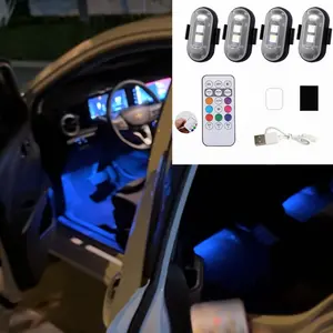 RGB LED interior foot atmosphere light, aviation strobe light, wireless remote control motorcycle flash light, bicycle and car multi-function warning light
