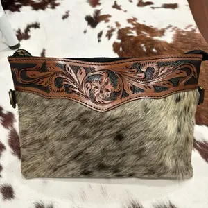 Cowhide & Tooled Leather Western Pouch