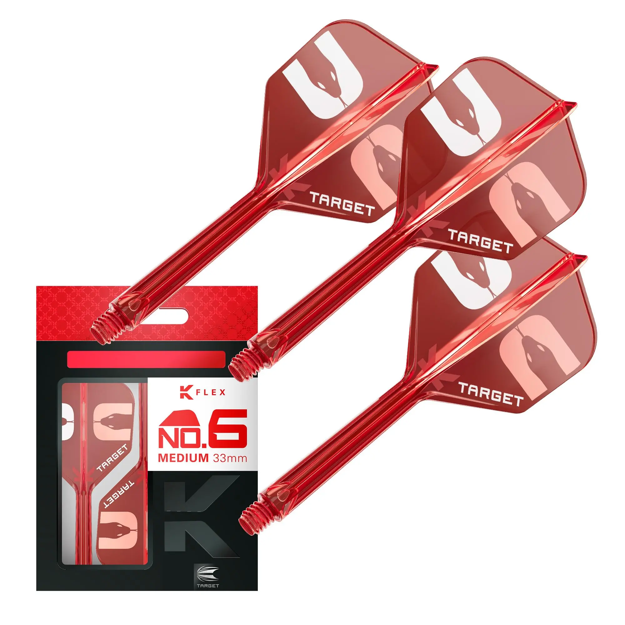 Target Darts Nathan Aspinall ASP K-Flex Flight & Shaft System, Red | No.2/No.6 Kflex – Short (19mm), Intermediate (26mm), and Medium (33mm) All-in-One K Flex Flights and Shafts