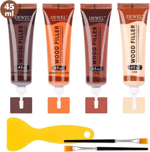 DEWEL Wood Furniture Repair Kit, 45ML Wood Filler Hardwood Laminate Floor Repair Kit - Cover Scratches, Stains for Table, Door, Cabinet, Oak, Walnut