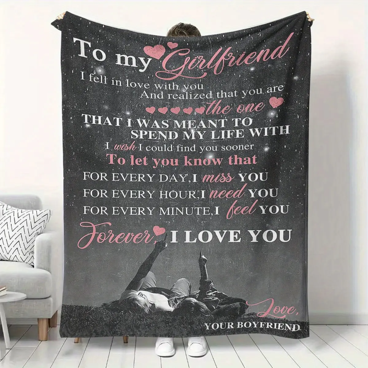 Gifts for Girlfriend to My Girlfriend Blanket Romantic Gifts for Her I Love You Throw Blankets Birthday Anniversary Blankets for Bed Sofa a