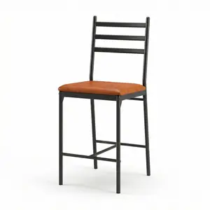Garvee Modern Brown Bar Stools Set of 4, Counter Height Metal Bar Stool with Padded Seat and Iron Back, 250 Lbs Capacity, Tall Kitchen Chairs for Home Bar, Vintage Brown