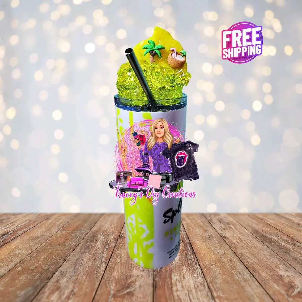 Pineapple Coconut Tropical Splash 20 Oz Faux Colored Ice Tumbler with Removable Magnetic Lid, Featuring Pineapple and Coconut Design - Bottle, Drinkware