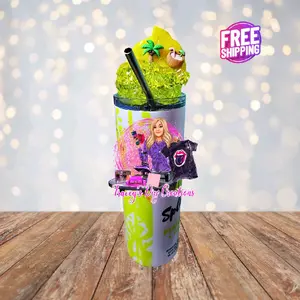 Pineapple Coconut Tropical Splash 20 Oz Faux Colored Ice Tumbler with Removable Magnetic Lid, Featuring Pineapple and Coconut Design - Bottle, Drinkware