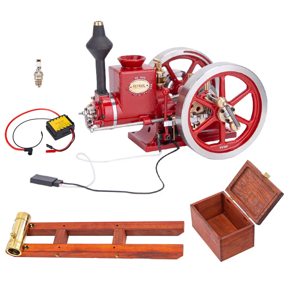 CubiMythx HM-01 Hit and Miss engine model+base equipment box+fuel tank+oil pipe+CDI igniter+spark plug