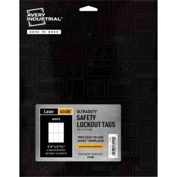Avery AVE62400 UltraDuty Lock Out Tag Out Hang Tags, Laser Printer Compatible, Letter Size, UV Resistant (for Computers & Office Equipment, Office Stationery & Supplies)