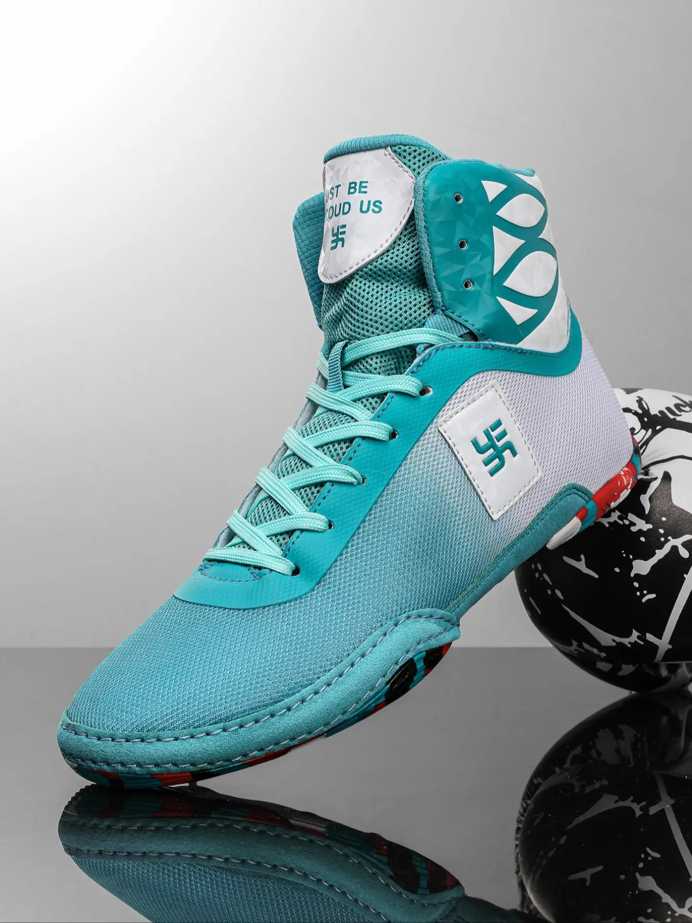 Men's High-Top Boxing Shoes, Breathable Mesh Upper, Sweat-Wicking Design, Comfort Fit, Anti-Slip Rubber Sole, Secure Heel Support