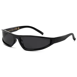 SHEEN KELLY Trendy Futuristic Sunglasses for Men Women Retro Narrow Wrap Around Sqaure Frame Shades Glasses Y2K Eyewear