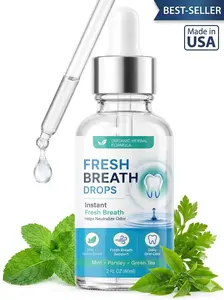 Herbal Fresh Breath Drops – Instant Odor Neutralizing Oral Care & Mint Extract – Combats Coffee & Morning Breath – For Adults – 2 Fl Oz (60ml)